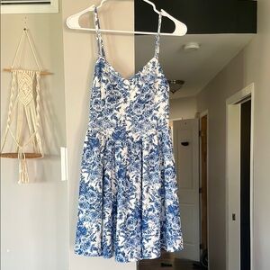 Blue and White Floral Dress